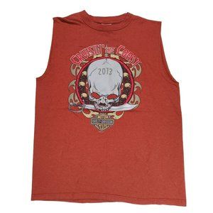 Men's Harley Davidson Sleeveless Muscle Shirt Myrtle Beach Orange Sz L